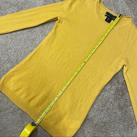 TAHARI Pure Luxe 100% Cashmere Sweater Golden/mustered Yellow Cozy Warm Comfy - Picture 7 of 10